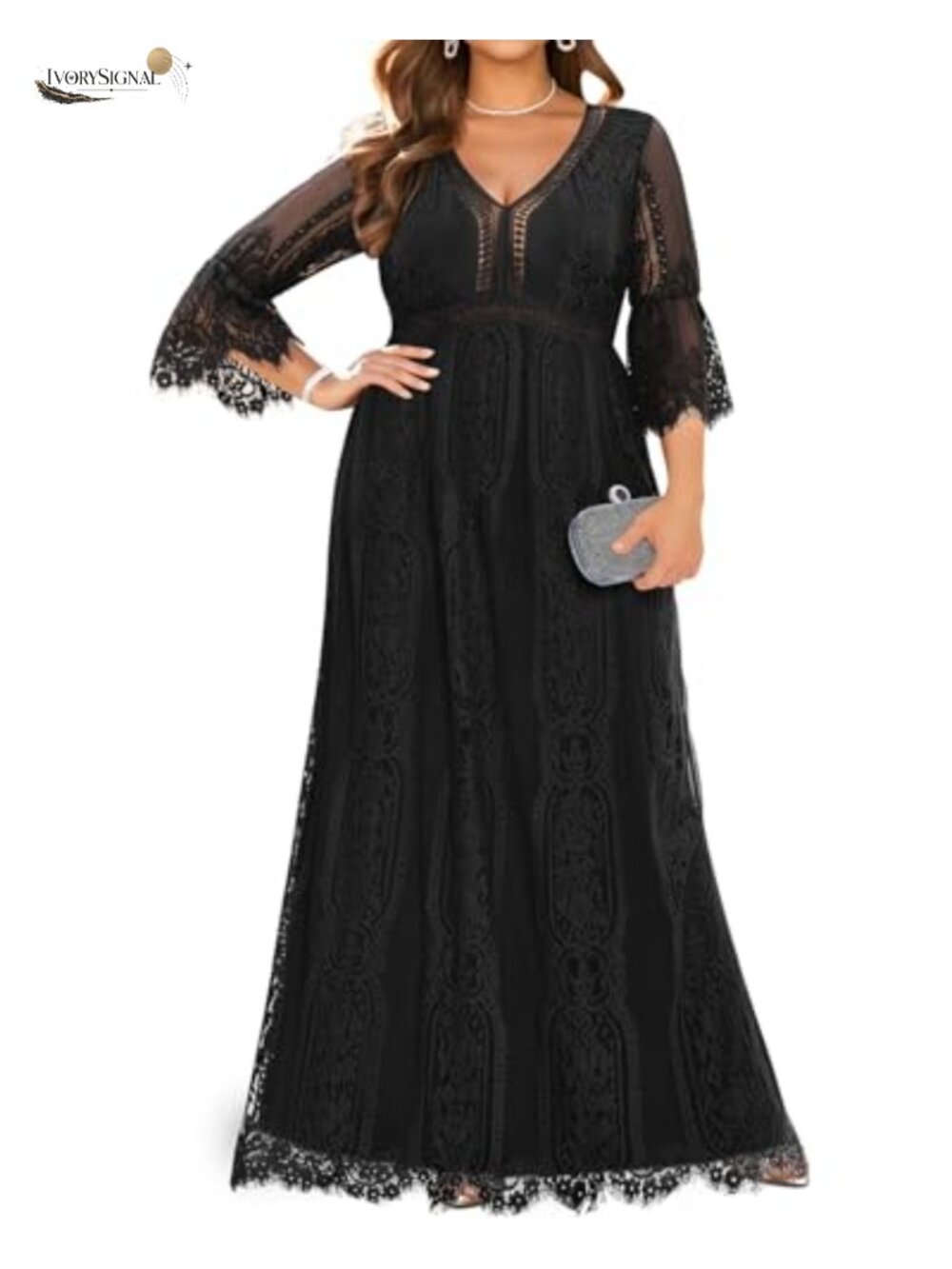 Plus Size Lace Boho Maxi Wedding Dress Flowy Formal Maternity